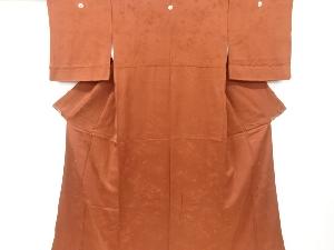 リサイクル　草花模様織り出し三つ紋色無地着物